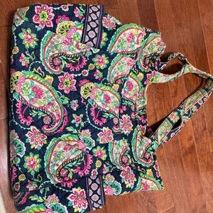 Vera Bradley tote bag in navy petal paisley pusher